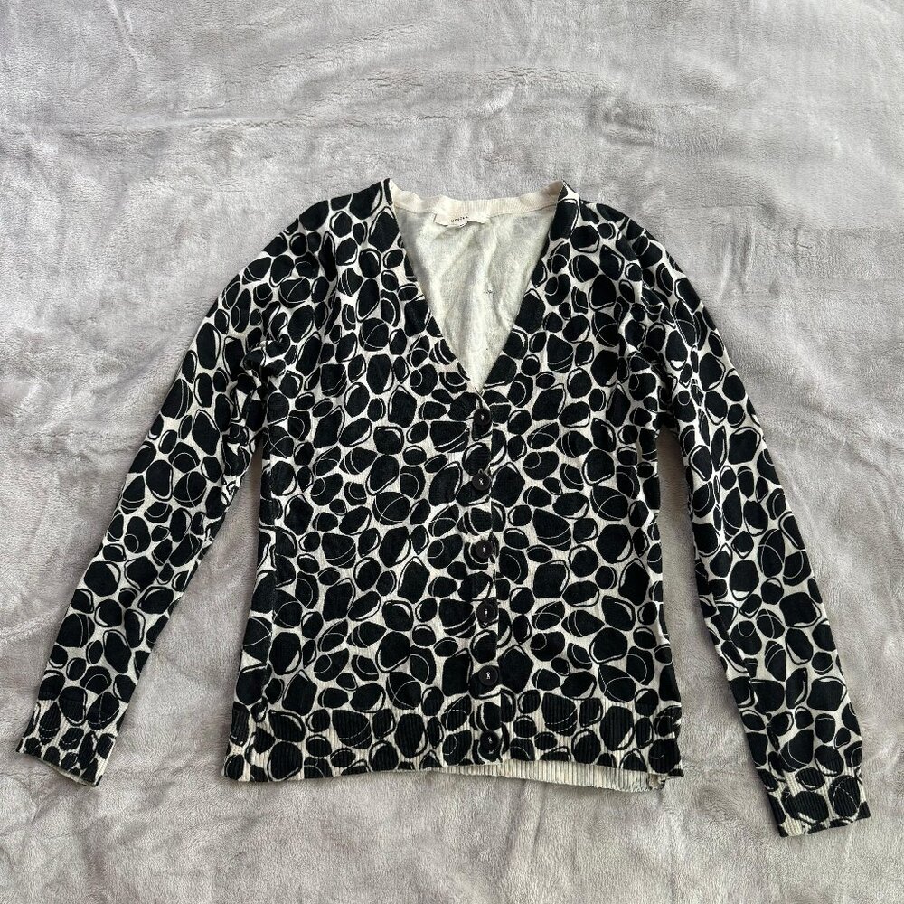 Merona Black and White Modern Abstract Pattern Cardigan